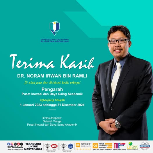 Majlis Sanjungan Budi Mantan Pengarah PIDA UMPSA Dr. Noram Irwan bin Ramli 